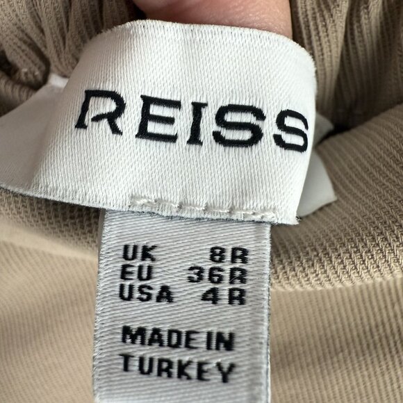 Reiss Petite Elastic Waist Wide Leg Trousers Mink Neutral Beige Pants Size 4R - Picture 6 of 8